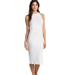 Robe débardeur longue en coton - Blanche