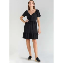 Robe droite NIGHTY noir en lin