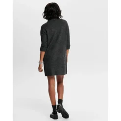 Robe en maille Col bénitier Manches 3/4 Au-dessus du genou gris