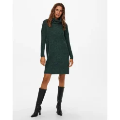 Robe en maille Col bénitier Manches 3/4 Au-dessus du genou vert