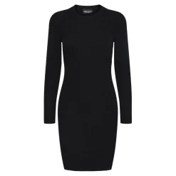 Robe en maille manches longues Crista noire Ava