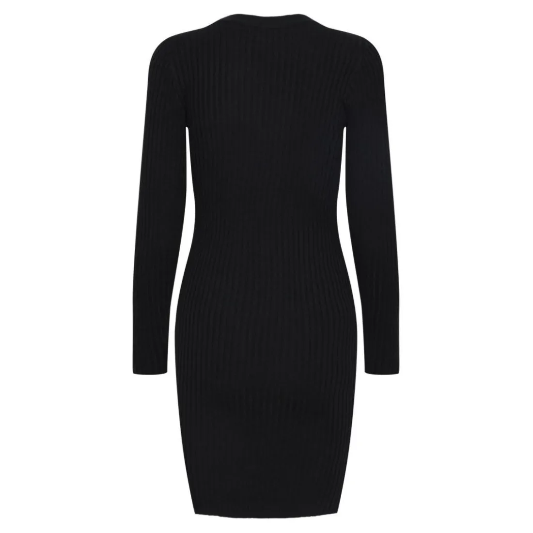 Robe en maille manches longues Crista noire Ava