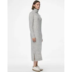 Robe en maille manches longues gris clair Vivi