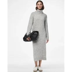Robe en maille manches longues gris clair Vivi