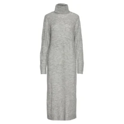 Robe en maille manches longues gris clair Vivi