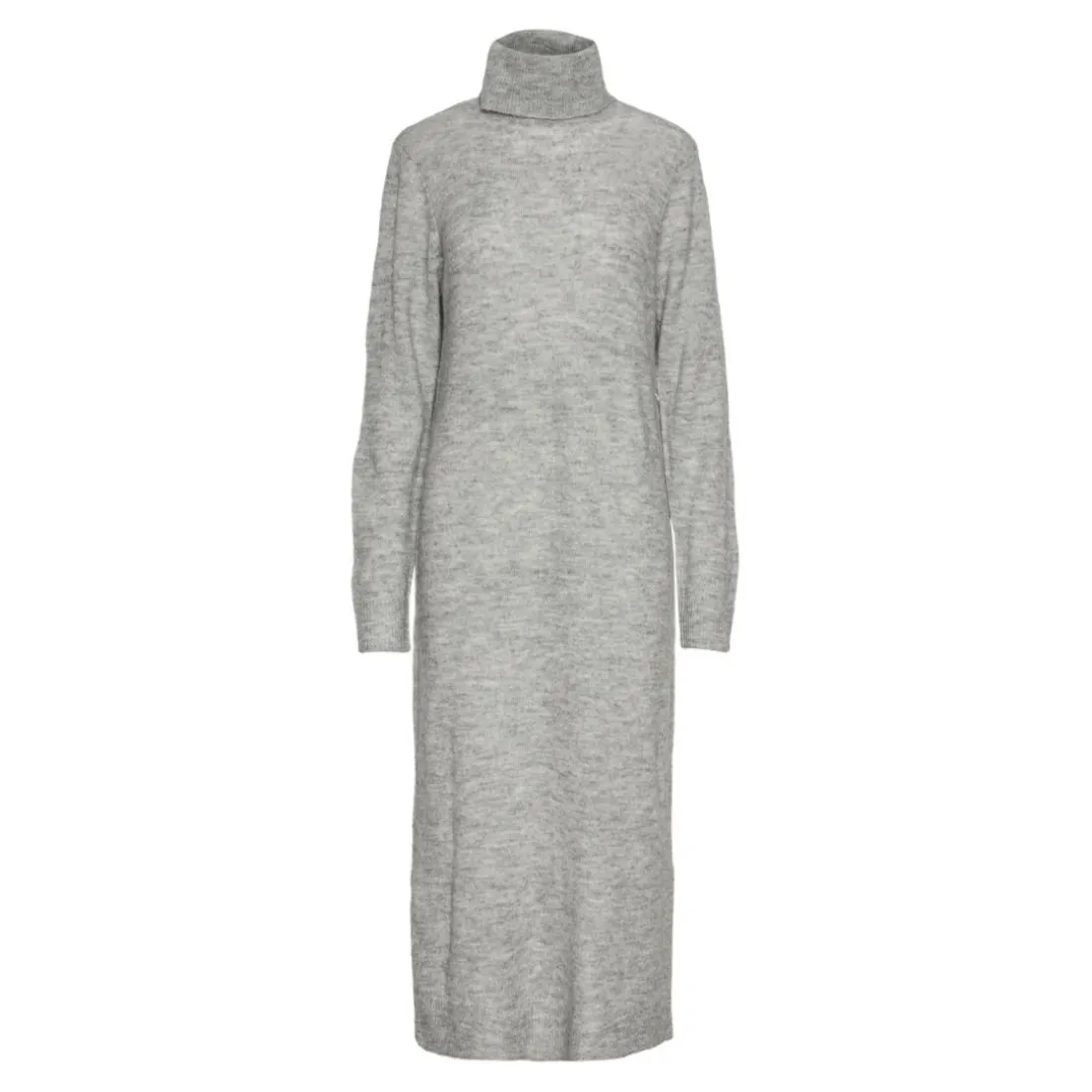 Robe en maille manches longues gris clair Vivi