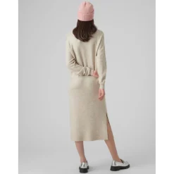 Robe en maille Relaxed Fit Col bateau Manches longues Sous le genou gris