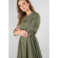Robe evasée, patineuse CATLEYA kaki en coton