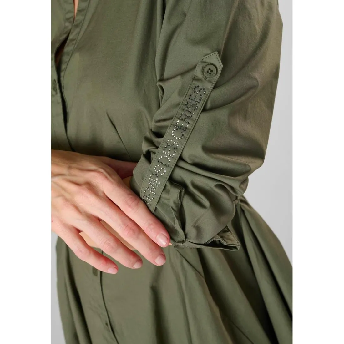 Robe evasée, patineuse CATLEYA kaki en coton