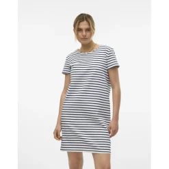 Robe fermeture éclair court col rond manches courtes blanc Maëlys