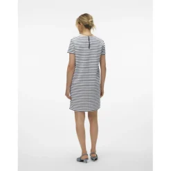 Robe fermeture éclair court col rond manches courtes blanc Maëlys