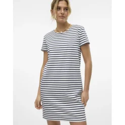 Robe fermeture éclair court col rond manches courtes blanc Maëlys