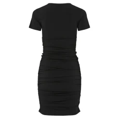 Robe froncée manches courtes Madison noir Molly
