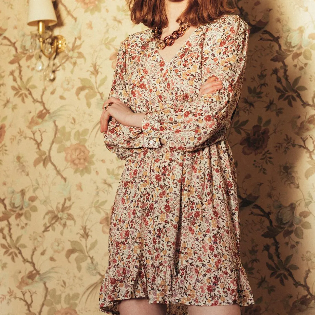 Robe imprimée Olympe Réédition terracotta en viscose