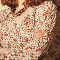 Robe imprimée Olympe Réédition terracotta en viscose