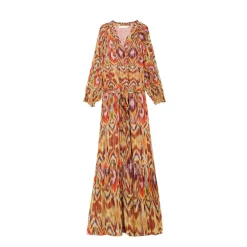 Robe imprimée RIBELLA aztek en viscose ocre