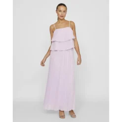 Robe longue à bretelles Chiffan violet Page