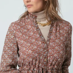 Robe longue boutonnée Jeanne Terracota