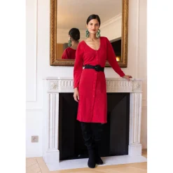 Robe longue dos V Damienne rouge