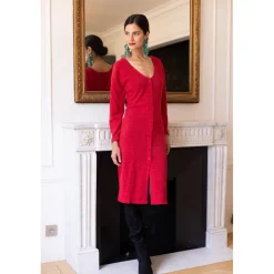 Robe longue dos V Damienne rouge