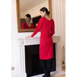 Robe longue dos V Damienne rouge