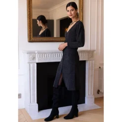 Robe longue dos V Damienne gris