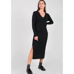 Robe longue droite ANOMY noir Isla