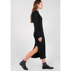 Robe longue droite ANOMY noir Isla