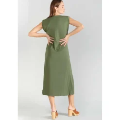 Robe longue droite GANA vert en coton modal
