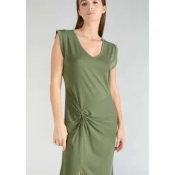 Robe longue droite GANA vert en coton modal