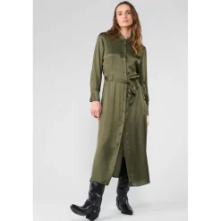 Robe longue droite SERA kaki Faye en viscose