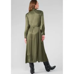 Robe longue droite SERA kaki Faye en viscose
