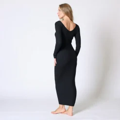 Robe longue en maille noir