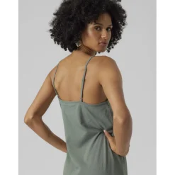 Robe longue fine bretelle vert Juno