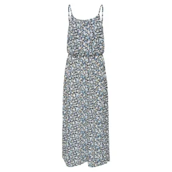 Robe longue Imprimé all over Col en U Sans manches Découpe à la taille Longueur maxi bleu