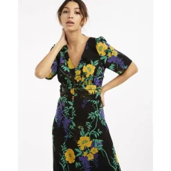 Robe longue imprimé fleuri noir