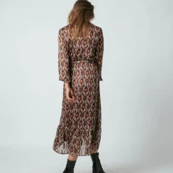 Robe longue imprimée croisée Mary bordeaux