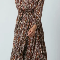 Robe longue imprimée croisée Mary bordeaux