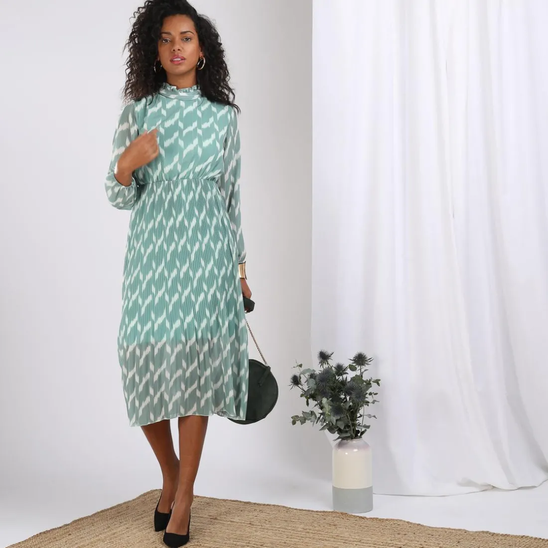 Robe longue plissée Clara