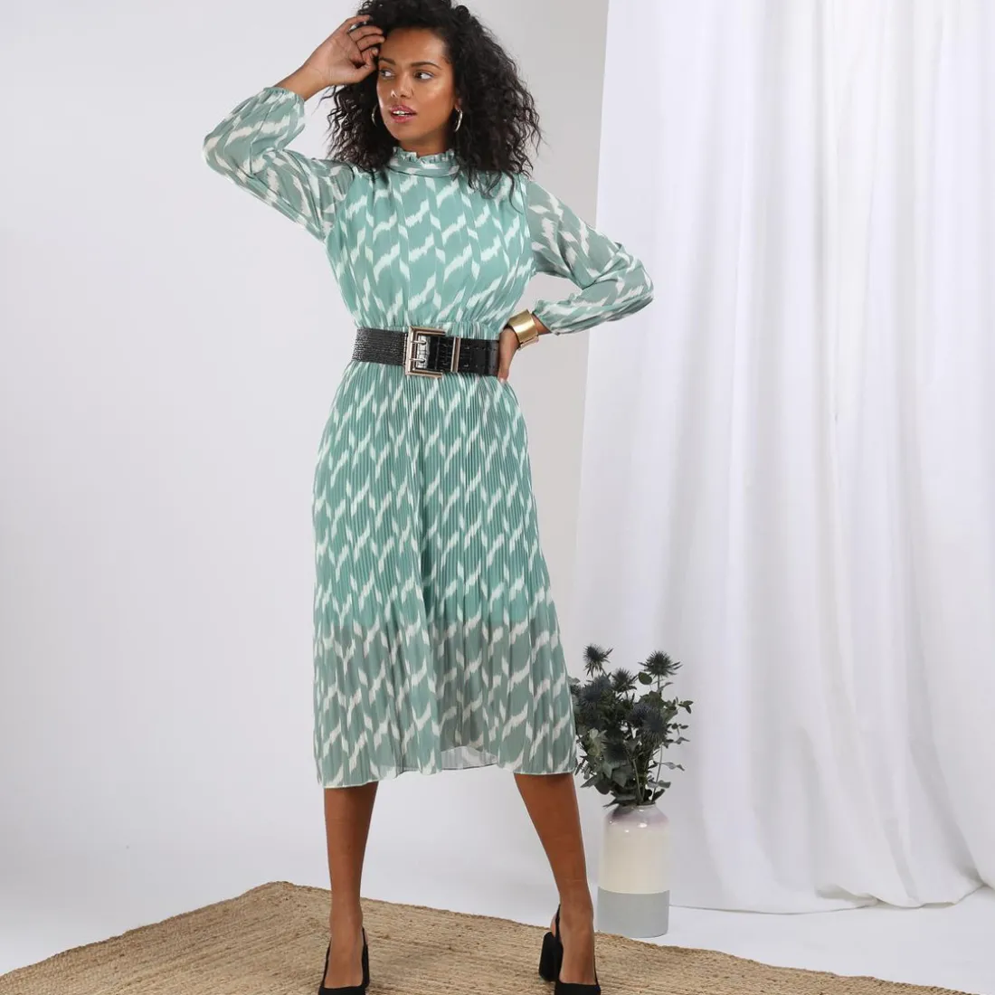 Robe longue plissée Clara