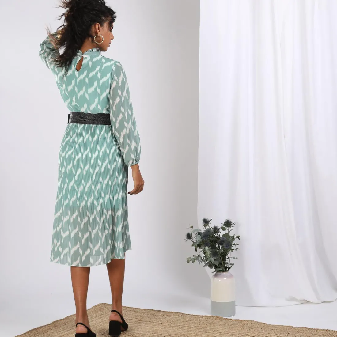 Robe longue plissée Clara