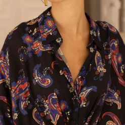 Robe longue Roman noir en viscose