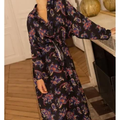Robe longue Roman noir en viscose