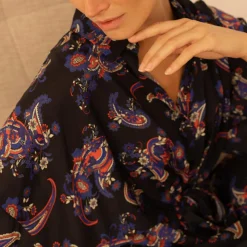 Robe longue Roman noir en viscose