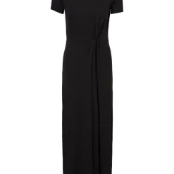 Robe longue Slim Fit Col rond Manches courtes noir