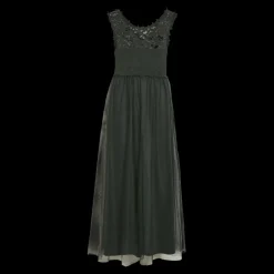 Robe longueur maxi dentelle féminine turquoise Lena