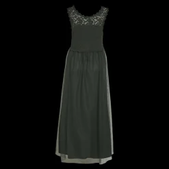 Robe longueur maxi dentelle féminine turquoise Lena