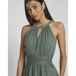 Robe longueur maxi dentelle féminine vert Gigi