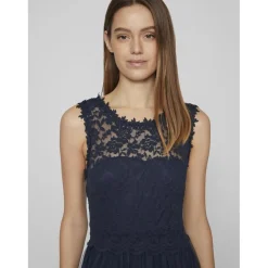 Robe longueur maxi dentelle féminine bleu Jade