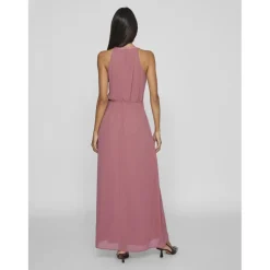 Robe longueur maxi dentelle féminine rose Uma
